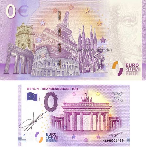 0-Euro-Schein Berlin Brandenburger Tor mit Unterschrift Richard Faille.