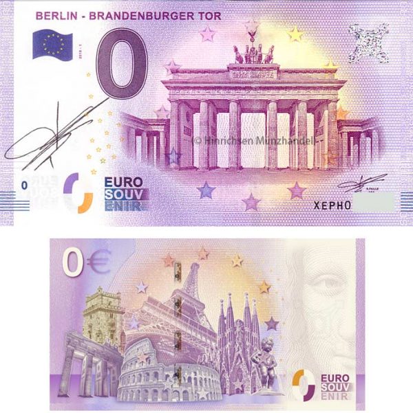 0-Euro-Schein Berlin Brandenburger Tor mit Unterschrift Richard Faille.