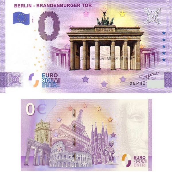 0-Euro-Schein Berlin Brandenburger Tor in Farbe
