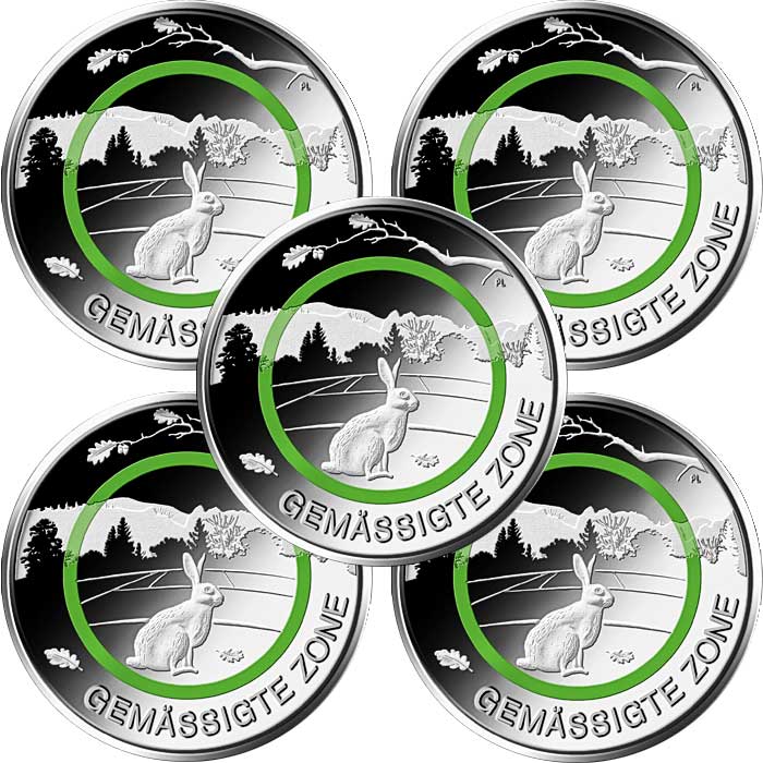 5-euro-gemaessigte-zone-deutschland-satz-bs 5 Euro Münze GEMÄSSIGTE ZONE