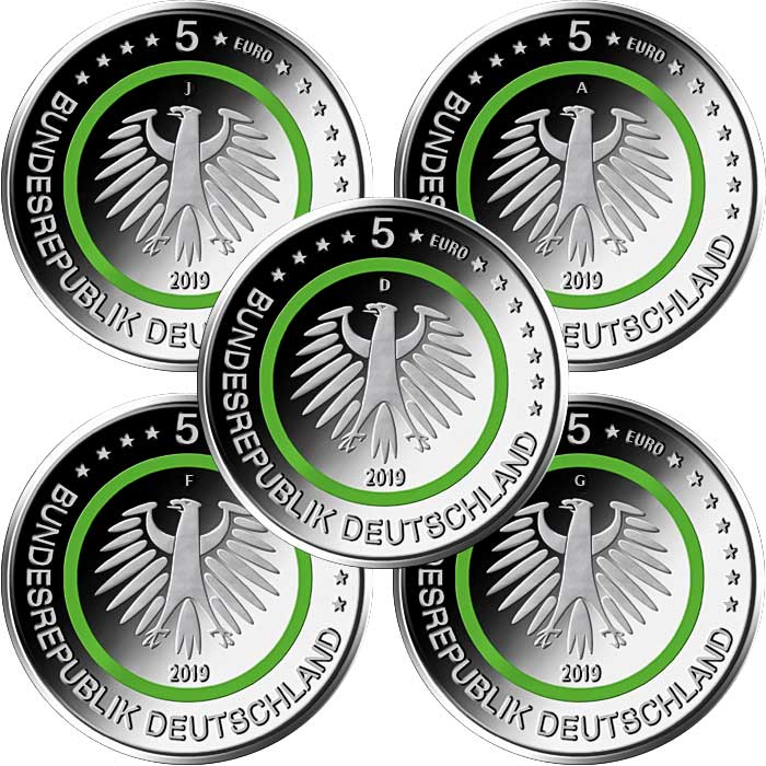 5-euro-gemaessigte-zone-deutschland-satz-ws 5 Euro Münze GEMÄSSIGTE ZONE